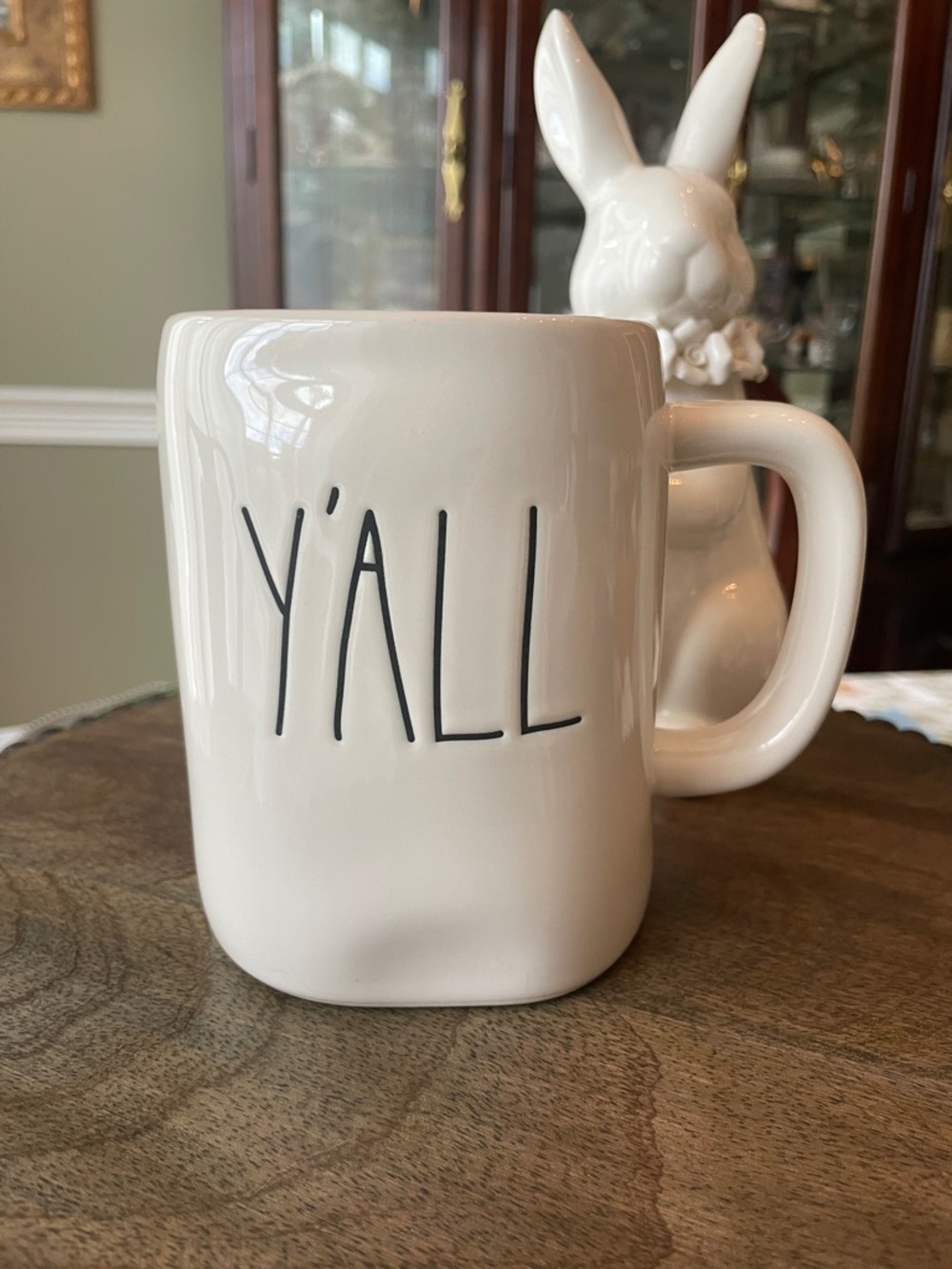 Rae Dunn White Ceramic Mug with Black "Y'ALL" Lettering